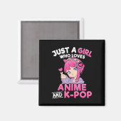 アニメやKかわいいKpop Muを愛すポップ・アートのる少女 マグネット (正面/裏面)