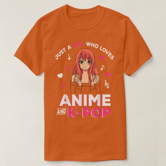 アニメやKアニメを愛する女ポップ・アートのの子 Tシャツ (デザイン正面)