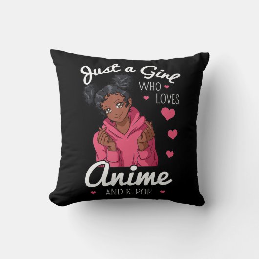アニメやKpOpアフリカンアメリが大好きな女の子 クッション (正面)