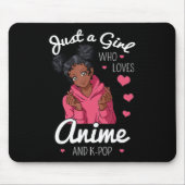 アニメやKpOpアフリカンアメリが大好きな女の子 マウスパッド (正面)