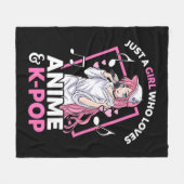 アニメやKPop音楽アニメが大好きな女の子 フリースブランケット (正面(横))