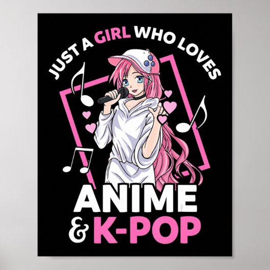アニメやKPop音楽アニメが大好きな女の子 ポスター (正面)