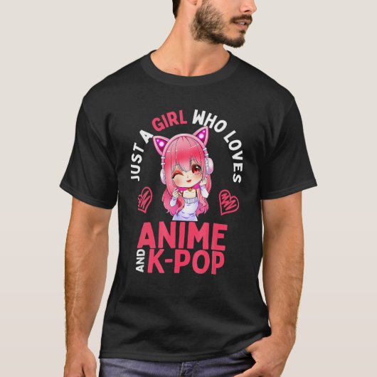 アニメやKpop Merch Kが大好きな女ポップ・アートのの子 Tシャツ (正面)