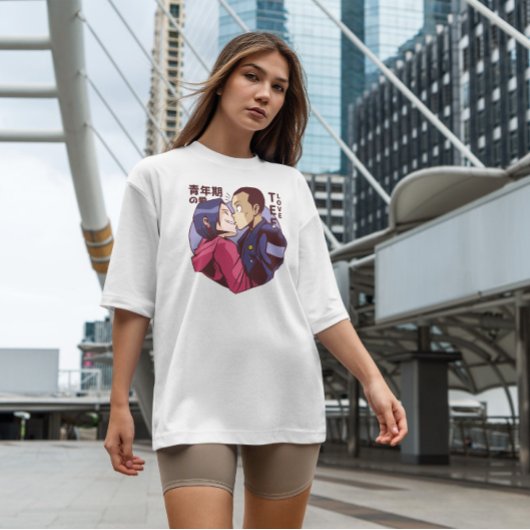 アニメよくはしゃぐカップル Tシャツ