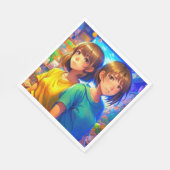 アニメをテーマにしたツインガールの誕生日パーティー スタンダードランチョンナプキン (角)