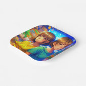 アニメをテーマにしたツインガールの誕生日パーティー ペーパープレート (傾斜あり)