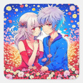 アニメをテーマにしたバレンタインデーパーティー スクエアシール (正面)