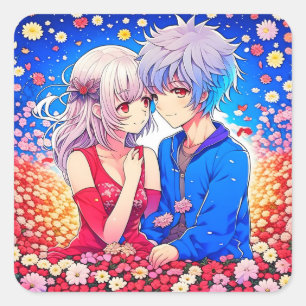 アニメをテーマにしたバレンタインデーパーティー スクエアシール