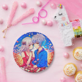 アニメをテーマにしたバレンタインデーパーティー ペーパープレート (パーティー)