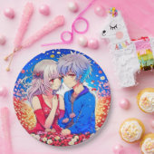 アニメをテーマにしたバレンタインデーパーティー ペーパープレート (パーティー)