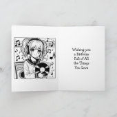 アニメをテーマにした少女の誕生日 | カラーリングページ カード (内部)