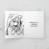 アニメをテーマにした少女の誕生日 | カラーリングページ カード (内部)