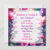 アニメをテーマにした誕生日ガールオブカラーパーソナライズされた 招待状 (裏面)