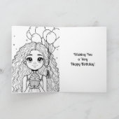 アニメをテーマにした誕生日ガールオブカラー カード (内部)