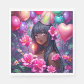 アニメをテーマにした誕生日ガールオブカラー スタンダードランチョンナプキン (正面)