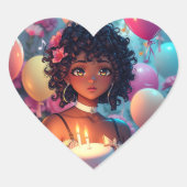 アニメをテーマにした誕生日ガールオブカラー ハートシール (正面)