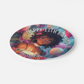 アニメをテーマにした誕生日ガールオブカラー ペーパープレート (アングル)