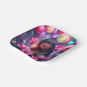 アニメをテーマにした誕生日ガールオブカラー ペーパープレート (傾斜あり)