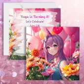 アニメをテーマにした誕生日ガールパーソナライズされた 招待状