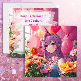 アニメをテーマにした誕生日ガールパーソナライズされた 招待状