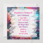 アニメをテーマにした誕生日ガールパーソナライズされた 招待状 (裏面)