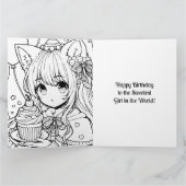 アニメをテーマにした誕生日ガールラージ カード (内部)