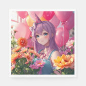 アニメをテーマにした誕生日 スタンダードランチョンナプキン (正面)