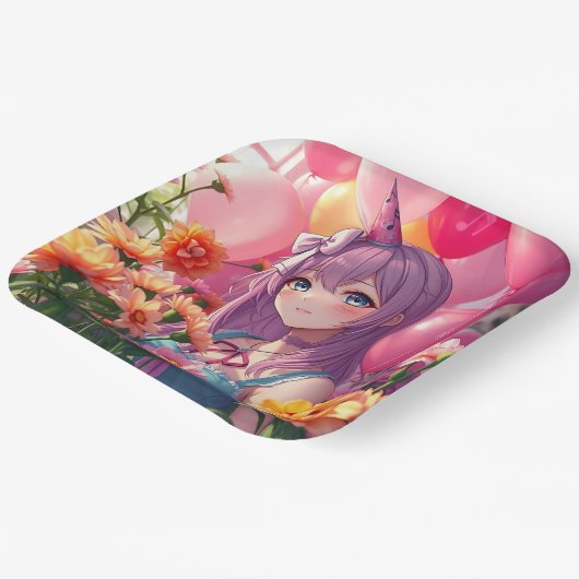 アニメをテーマにした誕生日 ペーパープレート (傾斜あり)