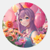 アニメをテーマにした誕生日 ラウンドシール (正面)