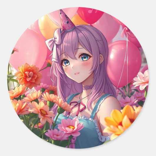 アニメをテーマにした誕生日 ラウンドシール (正面)