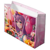 アニメをテーマにした誕生日 ラージペーパーバッグ (正面アングル)