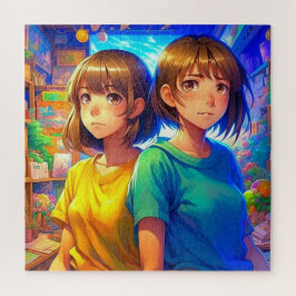 アニメをモチーフにした双子の女の子 ジグソーパズル
