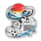アニメアートファン必見!躍動する日本サッカー猫 シール (正面)