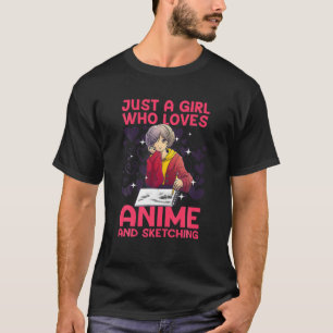 アニメアートフォー女性10代の少女アニメマーチスケッチA Tシャツ
