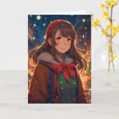 アニメイジング・クリスマス |冬の夜 カード (黄色い花)