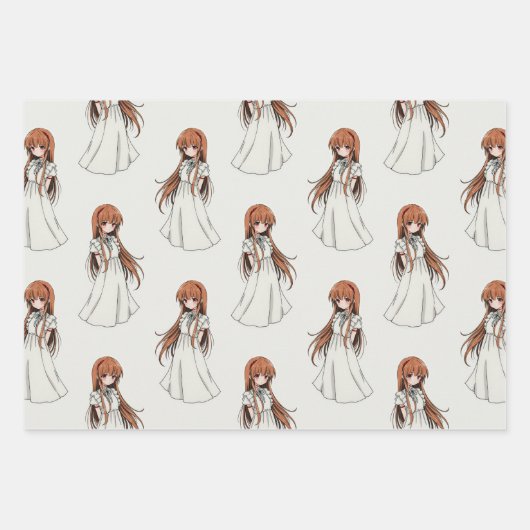 アニメウィーブガールマンガパターンデザイン ラッピングペーパーシート (正面)