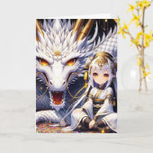 アニメウォリアー&ドラゴンガール誕生日 カード (黄色い花)