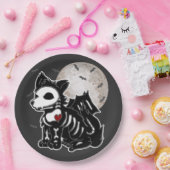 アニメウルフエモゴシックエッジスケルトンハロウィーンドッグスクエア ペーパープレート (パーティー)