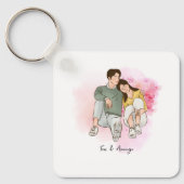 アニメカスタムのバレンタインのカップルのための贈り物 キーホルダー (正面)