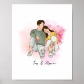 アニメカスタムのバレンタインのカップルのための贈り物 ポスター (正面)