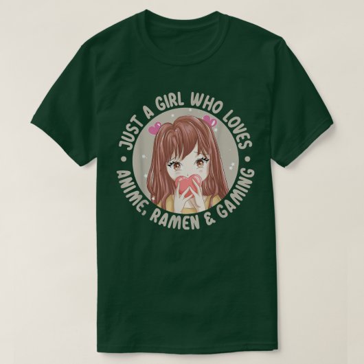 アニメカッコいいTeeアニメラーメンとゲーム愛好家 Tシャツ (デザイン正面)
