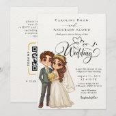 アニメカップルの結婚式 招待状 (正面/裏面)