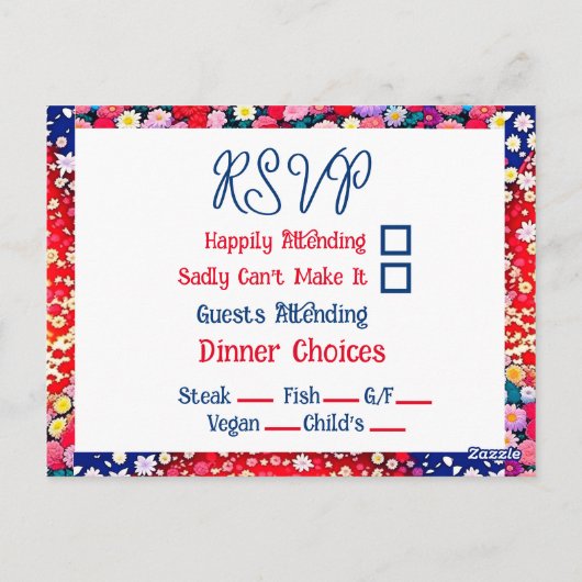 アニメカップルユニークウェディングRSVP ポストカード (裏面)