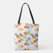 アニメカラフルのクマの頭のパターン トートバッグ (裏面)