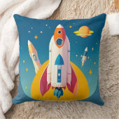 アニメカラフルのロケット鮮やか打ち上げ クッション (ブランケット)
