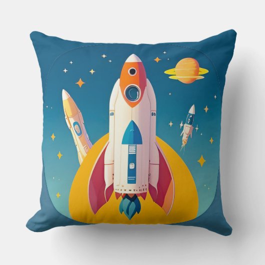 アニメカラフルのロケット鮮やか打ち上げ クッション (正面)