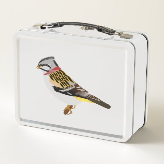 アニメカラフルの黄色と茶色のスズメ メタルランチボックス (裏面)