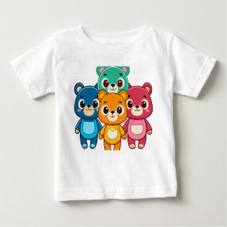 アニメカラフルクマ – かわいい子供のTシャツデザイン ベビーTシャツ