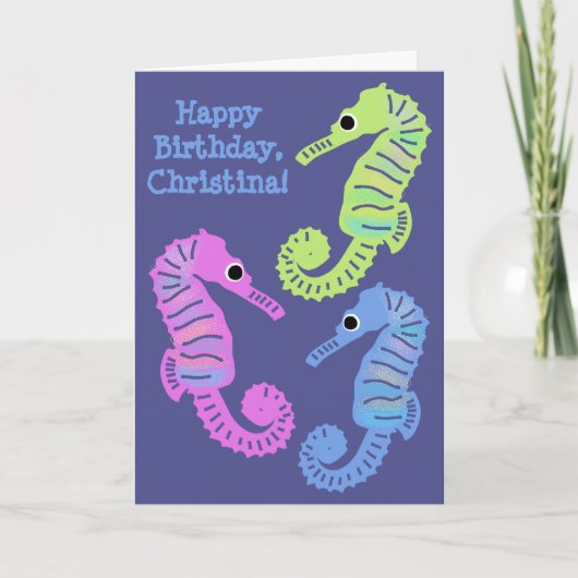 アニメカラフルシーホースフィッシュ誕生日 カード (正面)