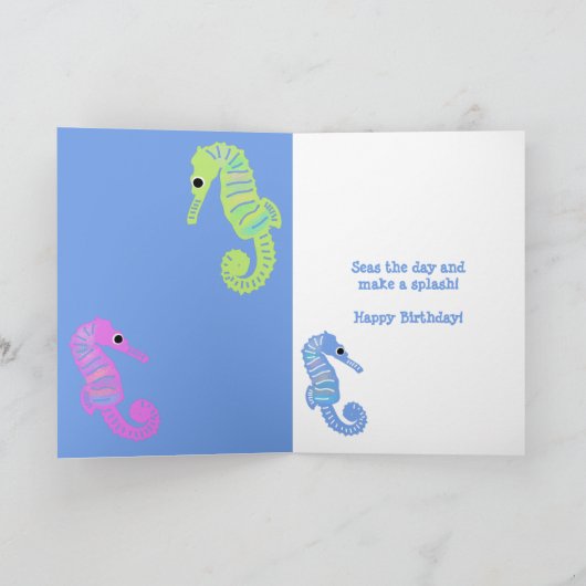 アニメカラフルシーホースフィッシュ誕生日 カード (内部)